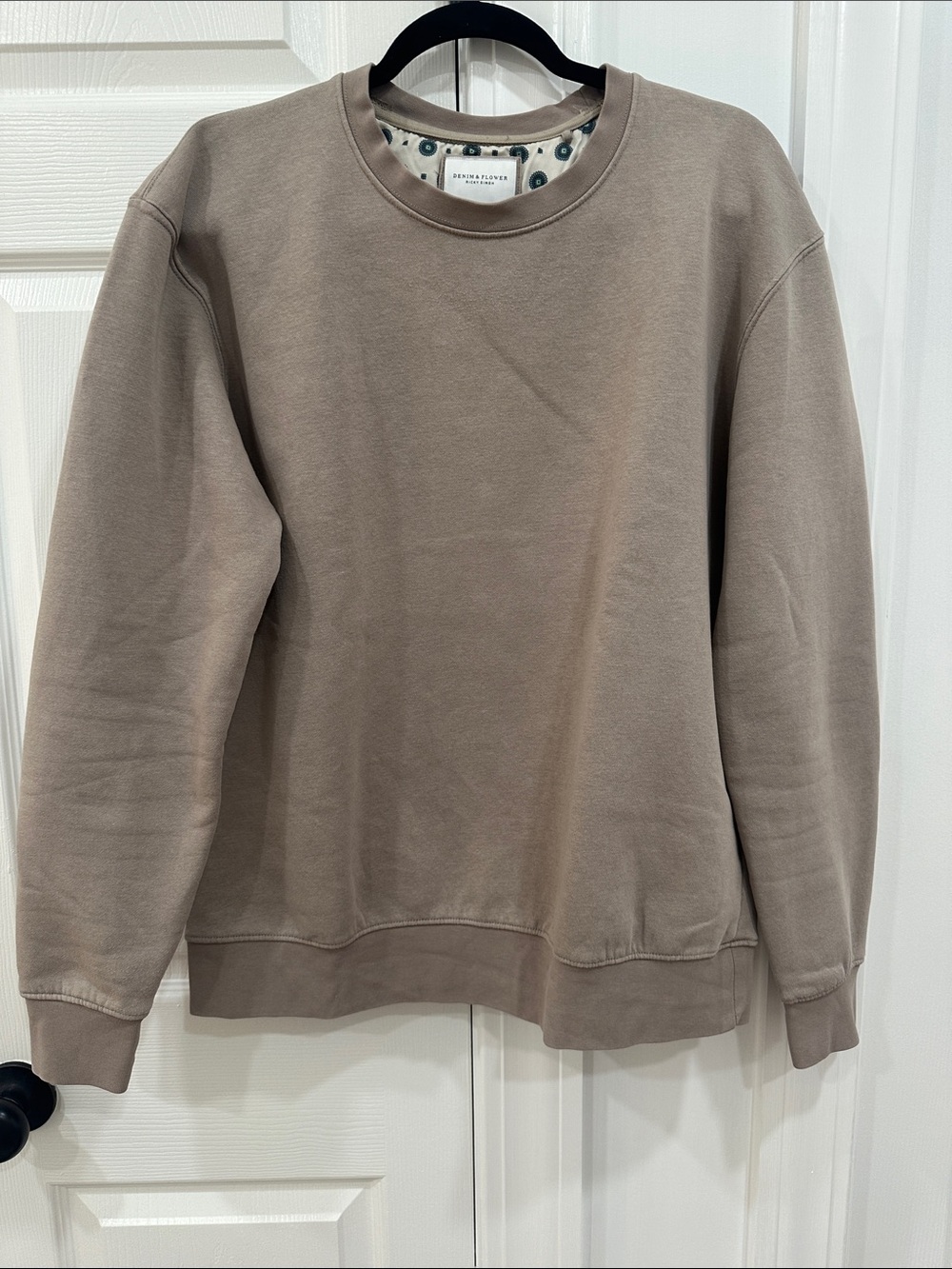 Denim & Flower Men's Crewneck Sweater in Taupe